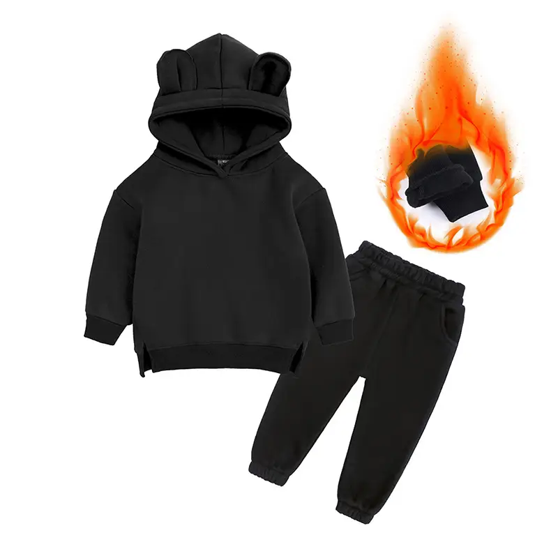 Children's Sweatshirt Set Fleece-lined Warm Boys' and Girls' Jacket Pants Two-piece Korean Style Baby Clothes Autumn and Winter New