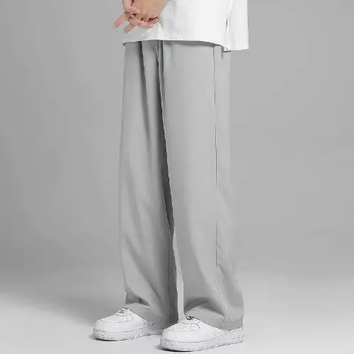 Gray Wide-Leg Men's Summer Trousers - Image 2