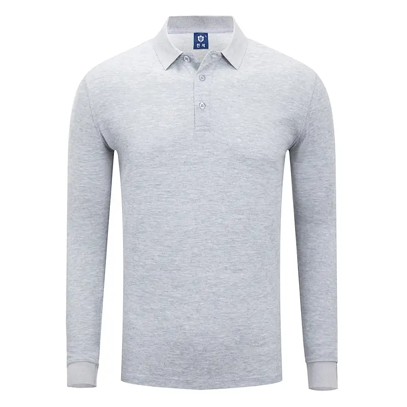 Men Red Polo Shirt Long Sleeve Button Down