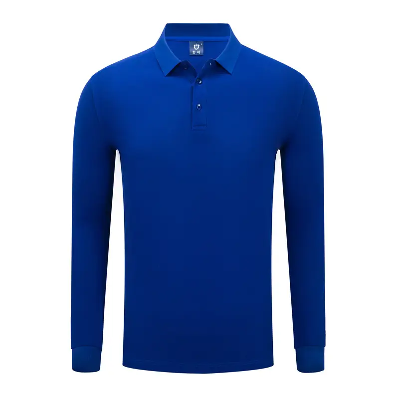 Men Red Polo Shirt Long Sleeve Button Down
