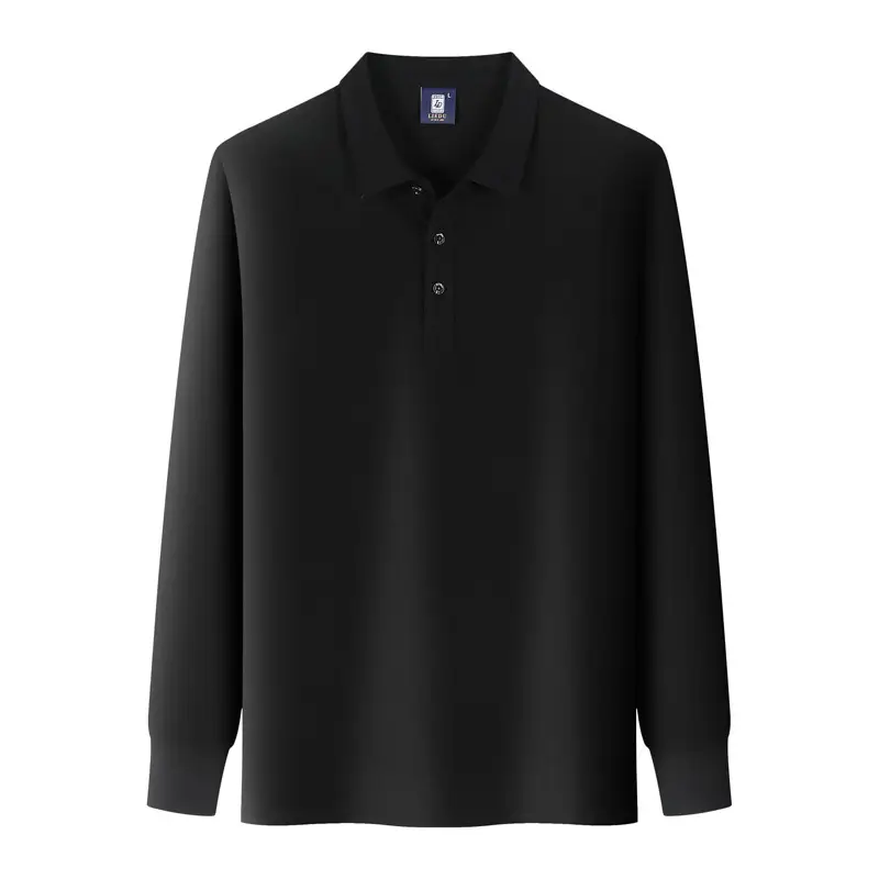 Men Red Polo Shirt Long Sleeve Button Down