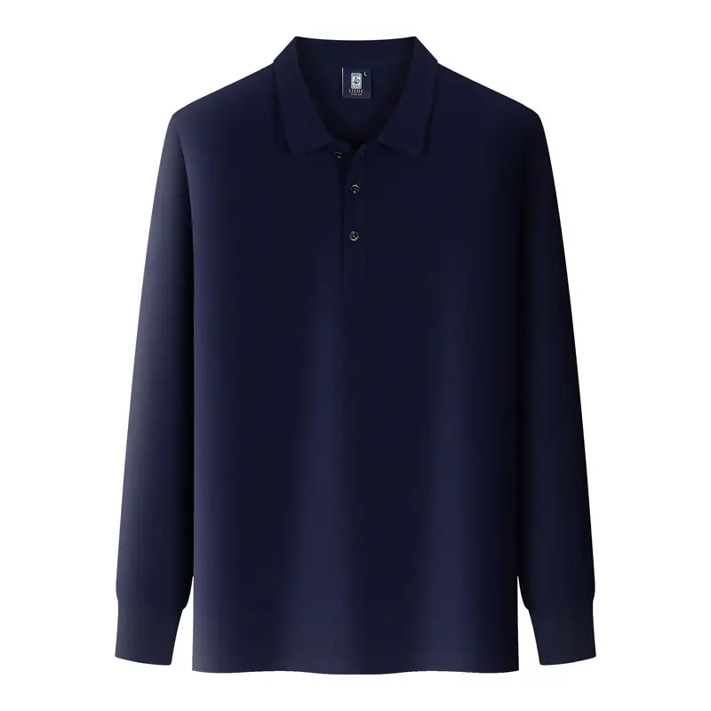 Men Red Polo Shirt Long Sleeve Button Down