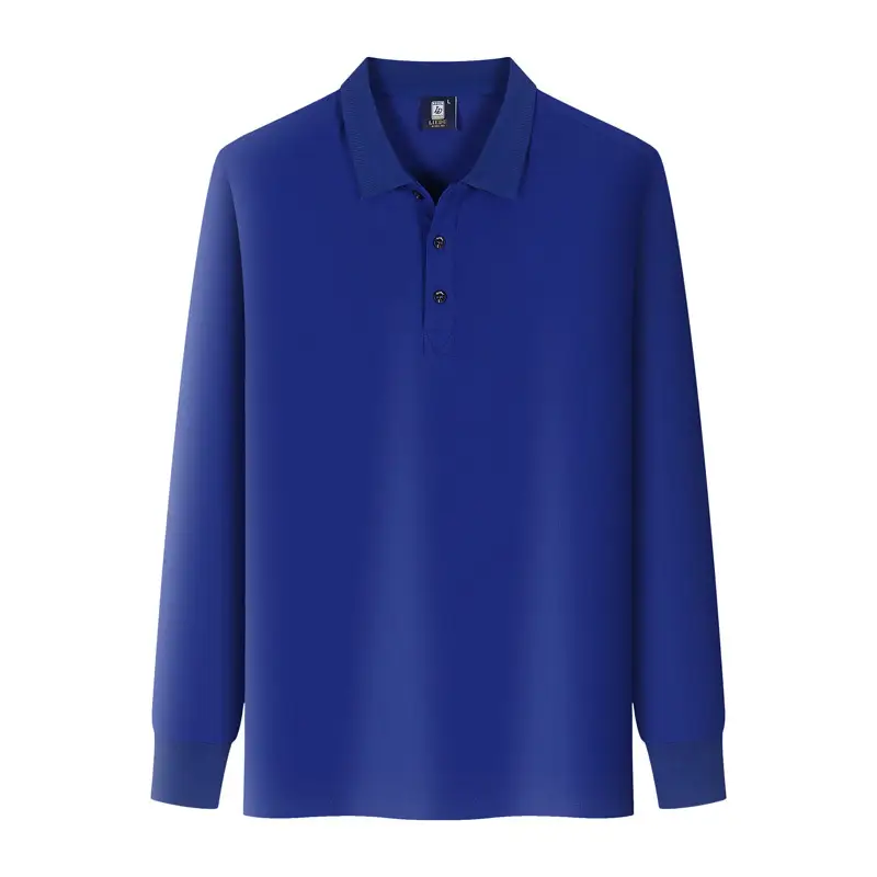 Men Red Polo Shirt Long Sleeve Button Down