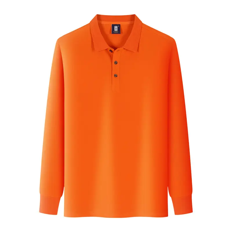 Men Red Polo Shirt Long Sleeve Button Down