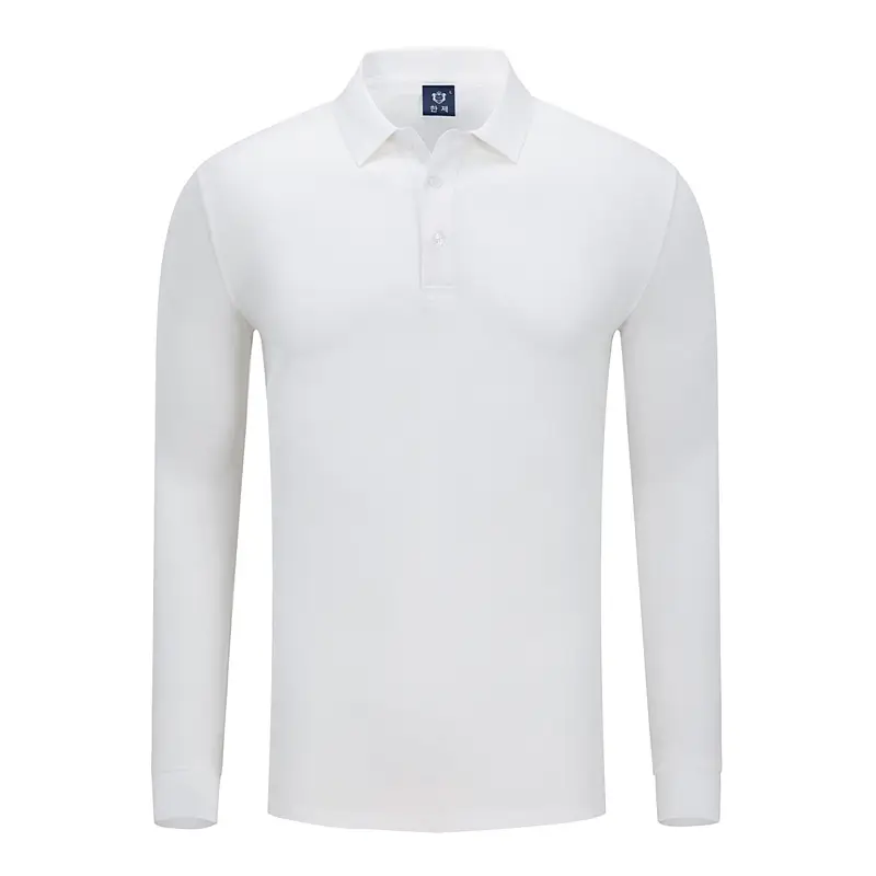 Men Red Polo Shirt Long Sleeve Button Down