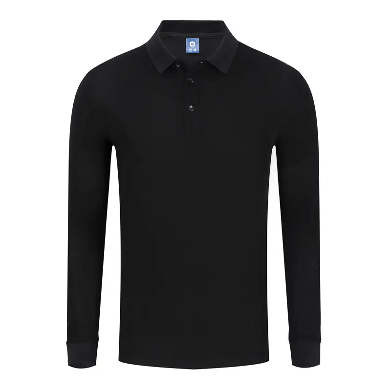 Men Red Polo Shirt Long Sleeve Button Down