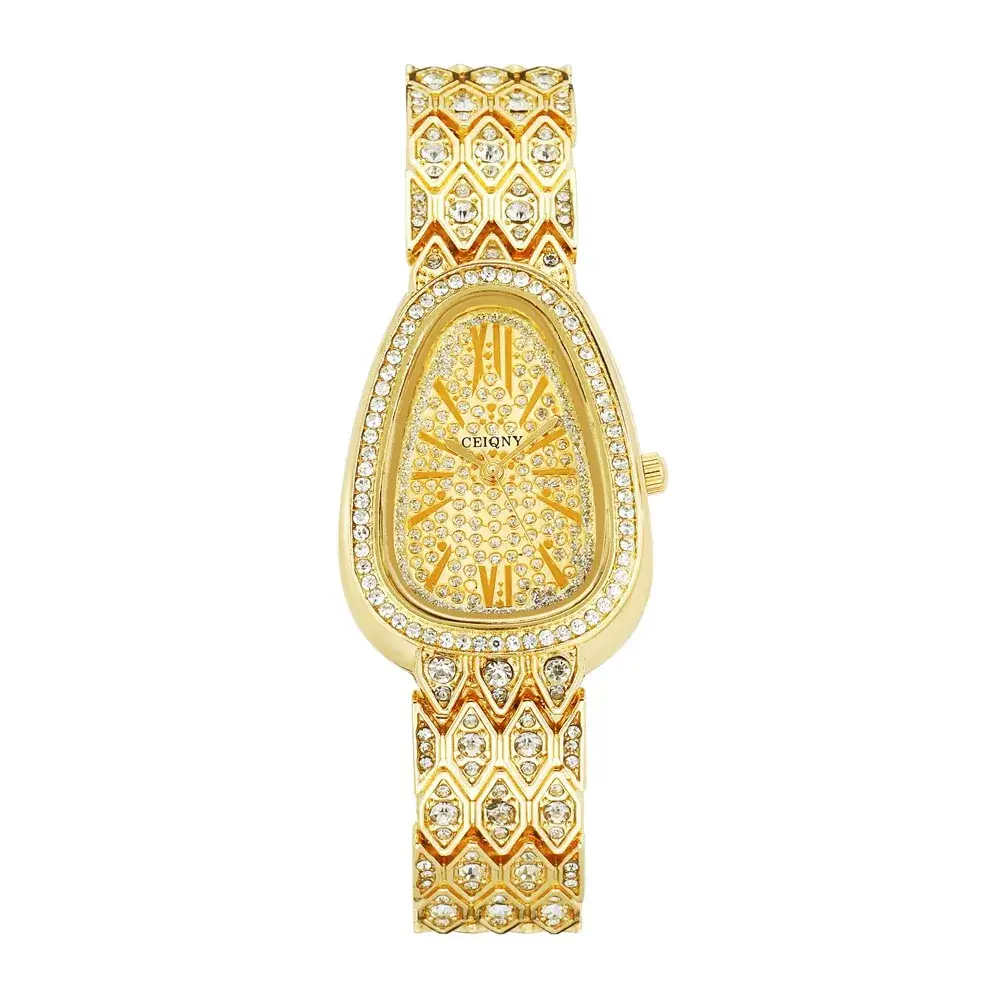 Women's Oval Roman Numerals Watch with Diamond Strap - Image 2