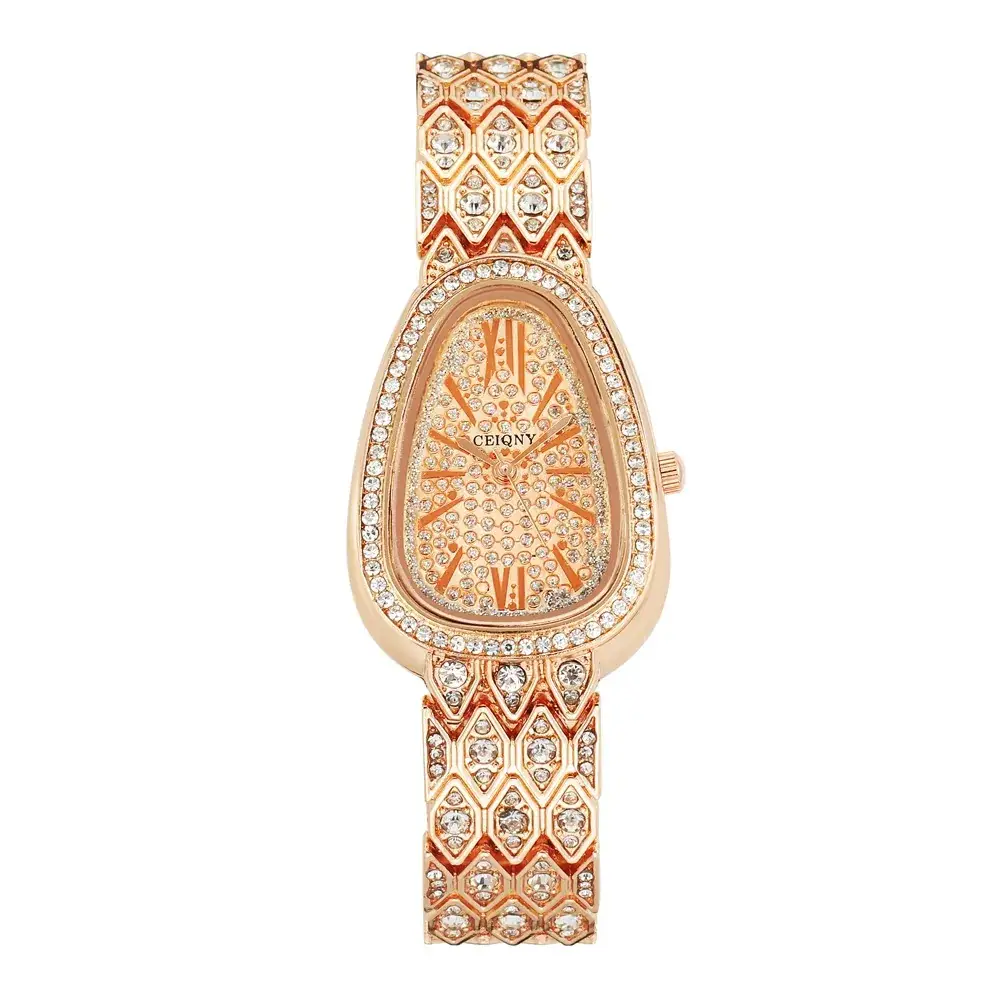 Women's Oval Roman Numerals Watch with Diamond Strap - Image 4