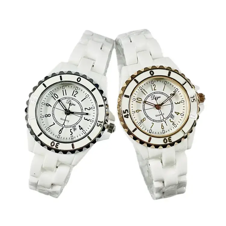 Women's White Ceramic Quartz Watch with Rose Gold Accents - Image 5