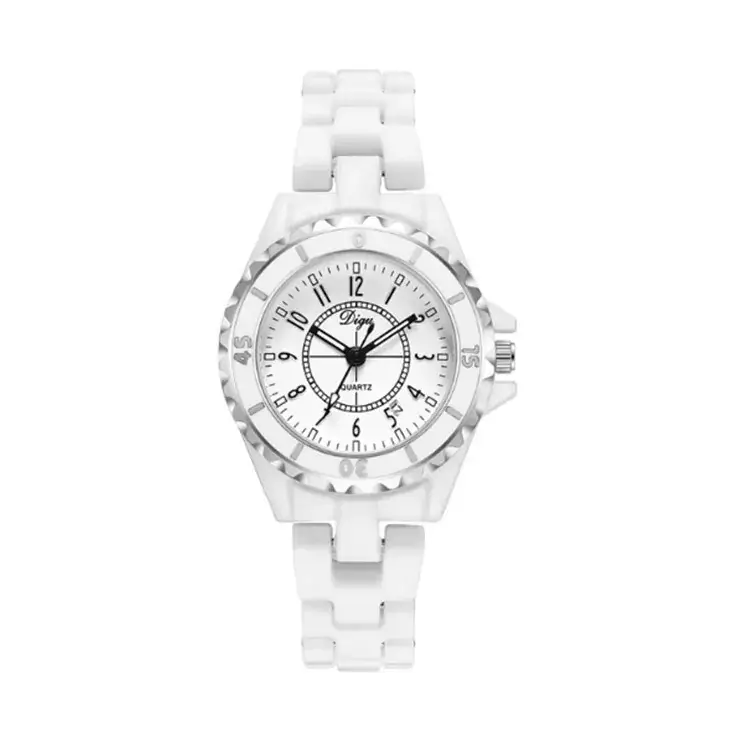 Women's White Ceramic Quartz Watch with Rose Gold Accents - Image 6
