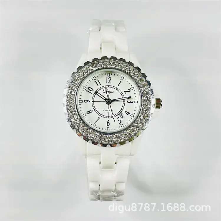 Women's White Ceramic Quartz Watch with Rose Gold Accents - Image 3