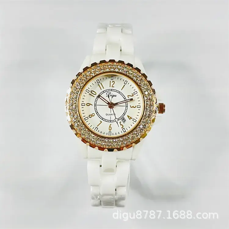 Women's White Ceramic Quartz Watch with Rose Gold Accents - Image 4