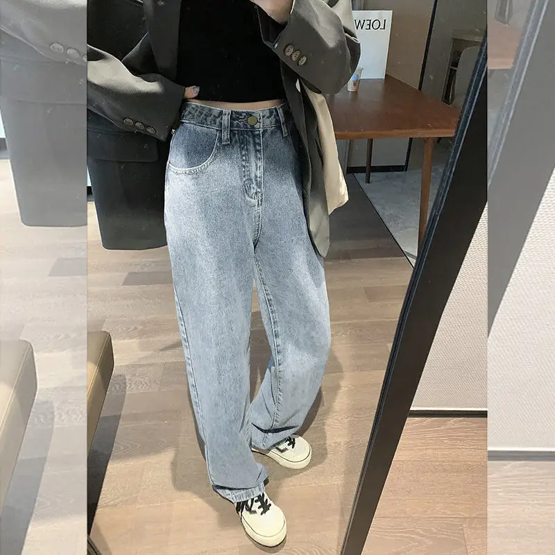 Women Black Wide Leg Jeans Autumn Winter High Waist - Image 3