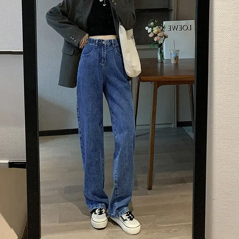Women Black Wide Leg Jeans Autumn Winter High Waist - Image 4