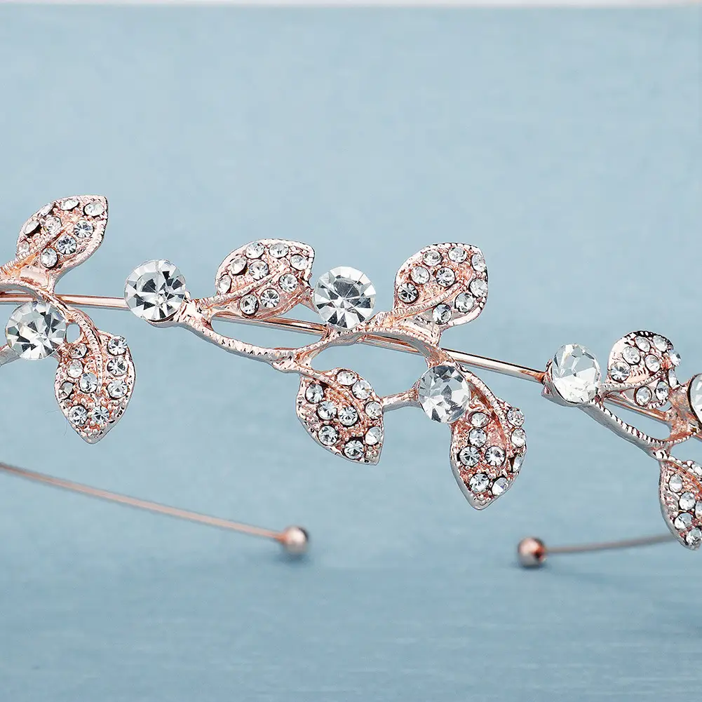 Silver Diamond Leaf Bridal Headband for Women - Image 5