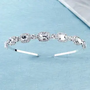 Silver Diamond Leaf Bridal Headband for Women — feature 11