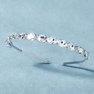 Silver Diamond Leaf Bridal Headband for Women — feature 12
