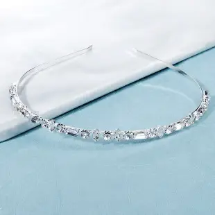 Silver Diamond Leaf Bridal Headband for Women — feature 8