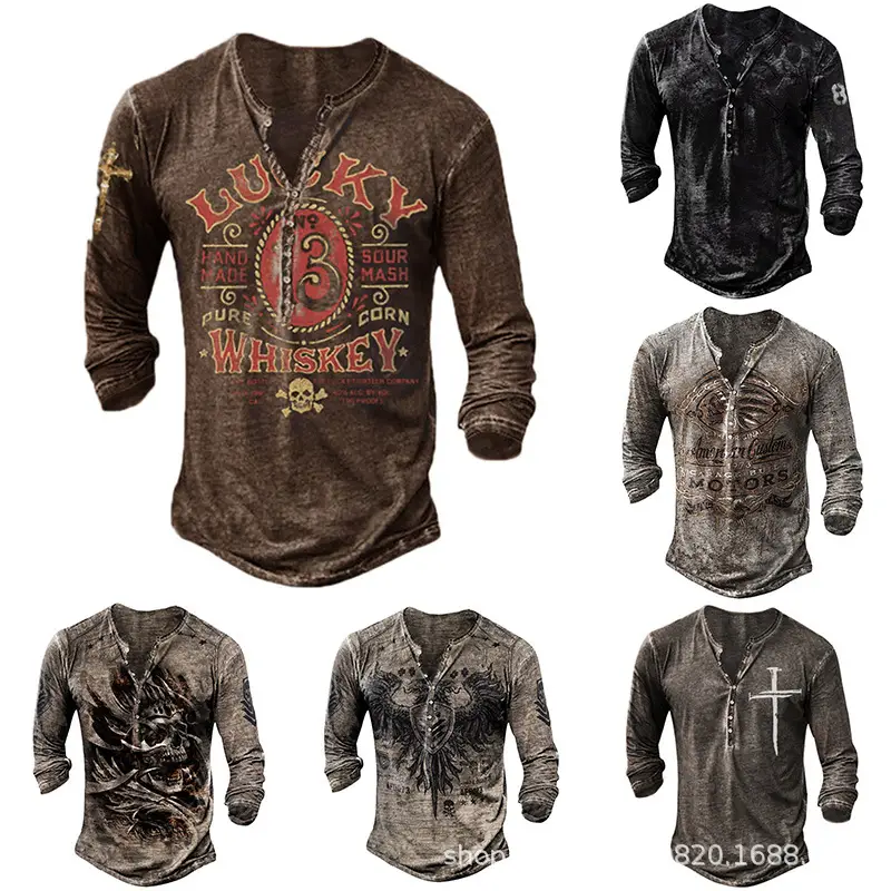 Men's Cross Print Hooded T-Shirt Grey Large