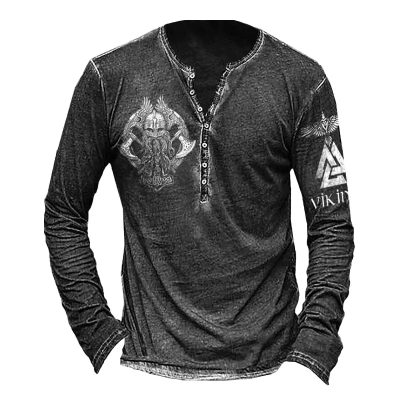 Men's Cross Print Hooded T-Shirt Grey Large