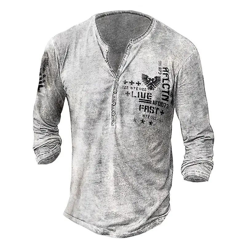 Men's Cross Print Hooded T-Shirt Grey Large