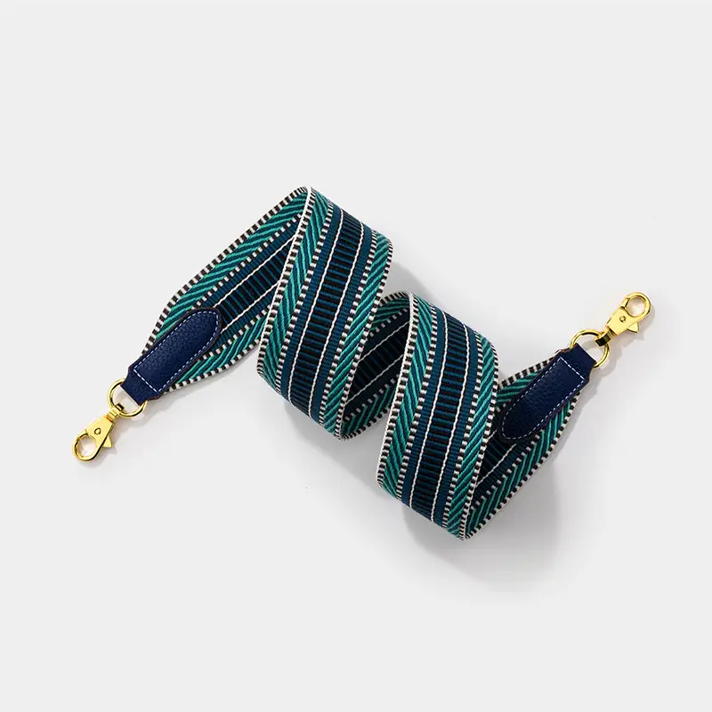 Black Striped Wide Shoulder Strap Bag for Women - Image 9