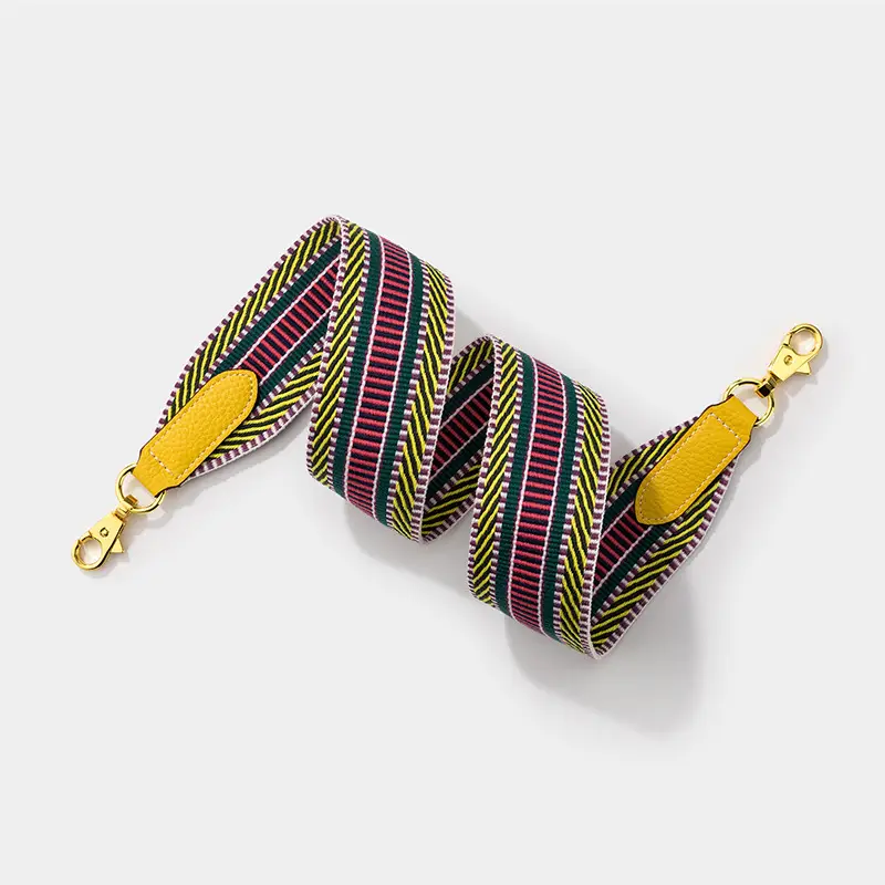 Black Striped Wide Shoulder Strap Bag for Women - Image 3