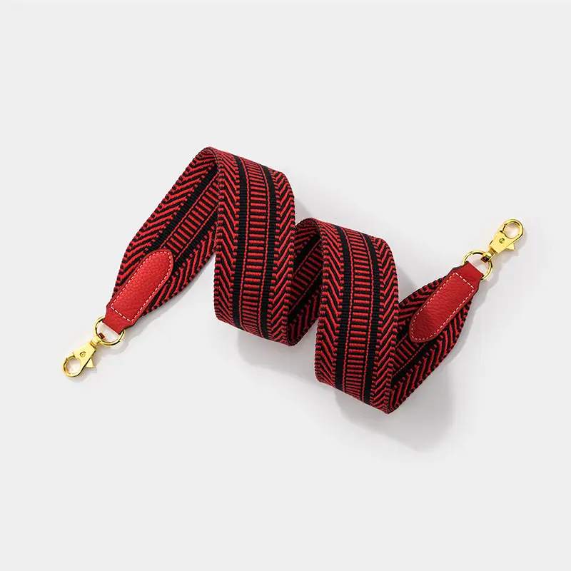 Black Striped Wide Shoulder Strap Bag for Women - Image 5
