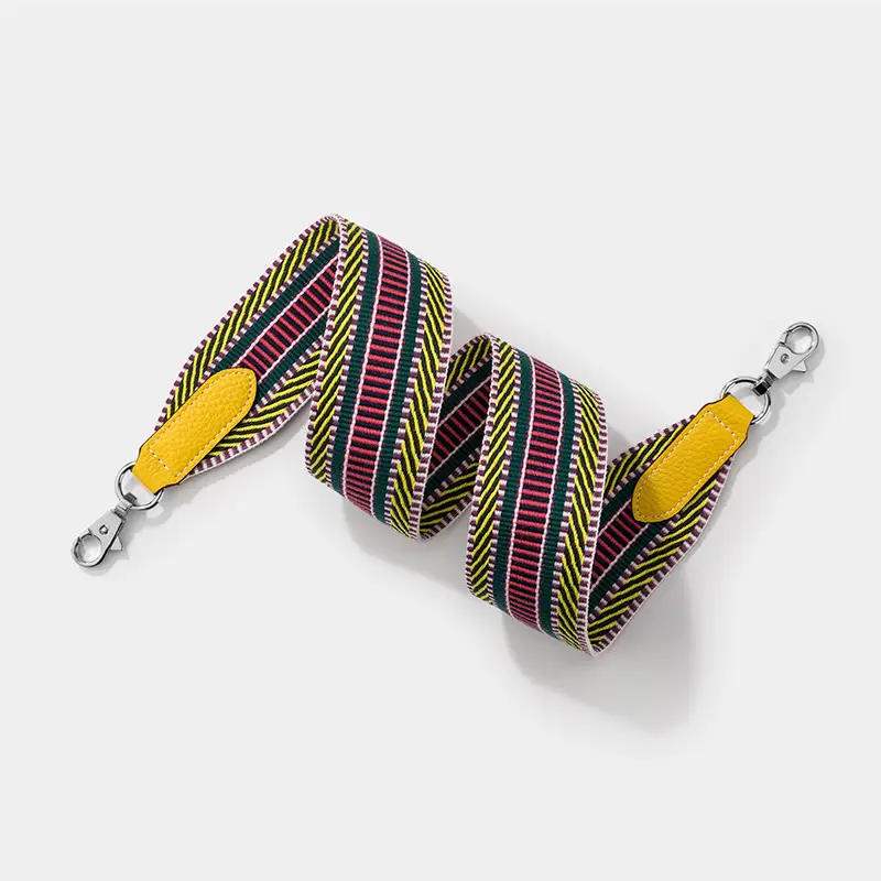 Black Striped Wide Shoulder Strap Bag for Women - Image 4