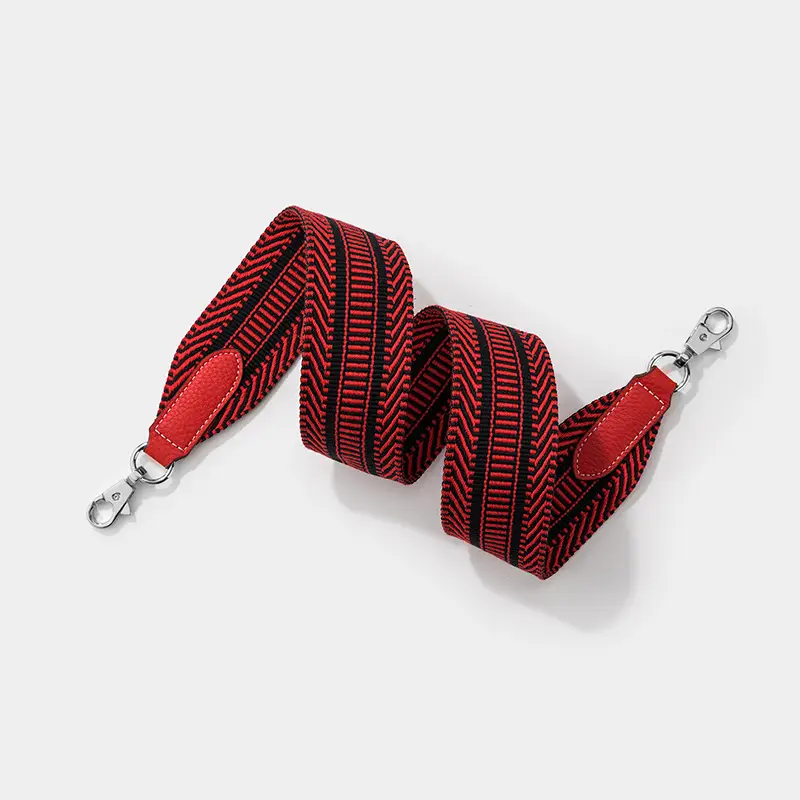 Black Striped Wide Shoulder Strap Bag for Women - Image 6