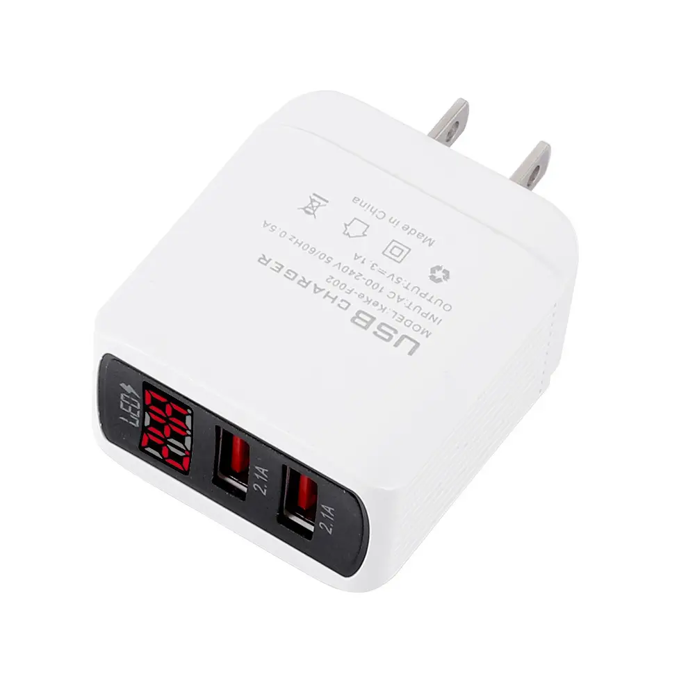 Digital Display 2USB Mobile Phone Charger Multi-port US regulations European regulations British regulations smart travel charging head cross-border wholesale - Image 3