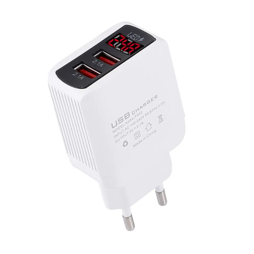 Digital Display 2USB Mobile Phone Charger Multi-port US regulations European regulations British regulations smart travel charging head cross-border wholesale - Image 5