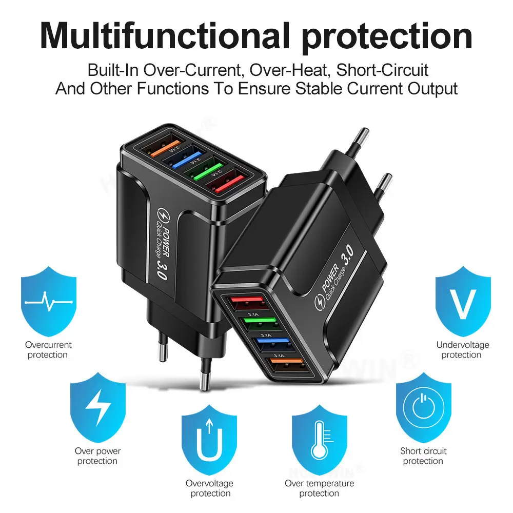 4USB Travel Charger with Overheat Protection - Image 3