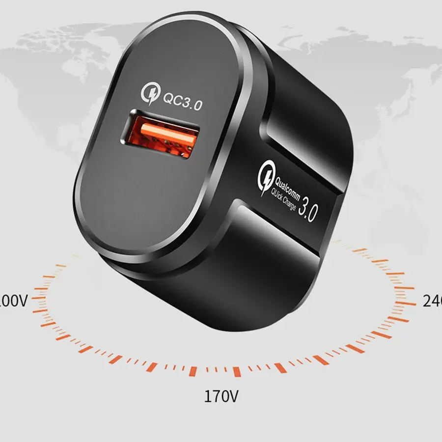 18W QC3.0 Fast Charger Black - Image 5