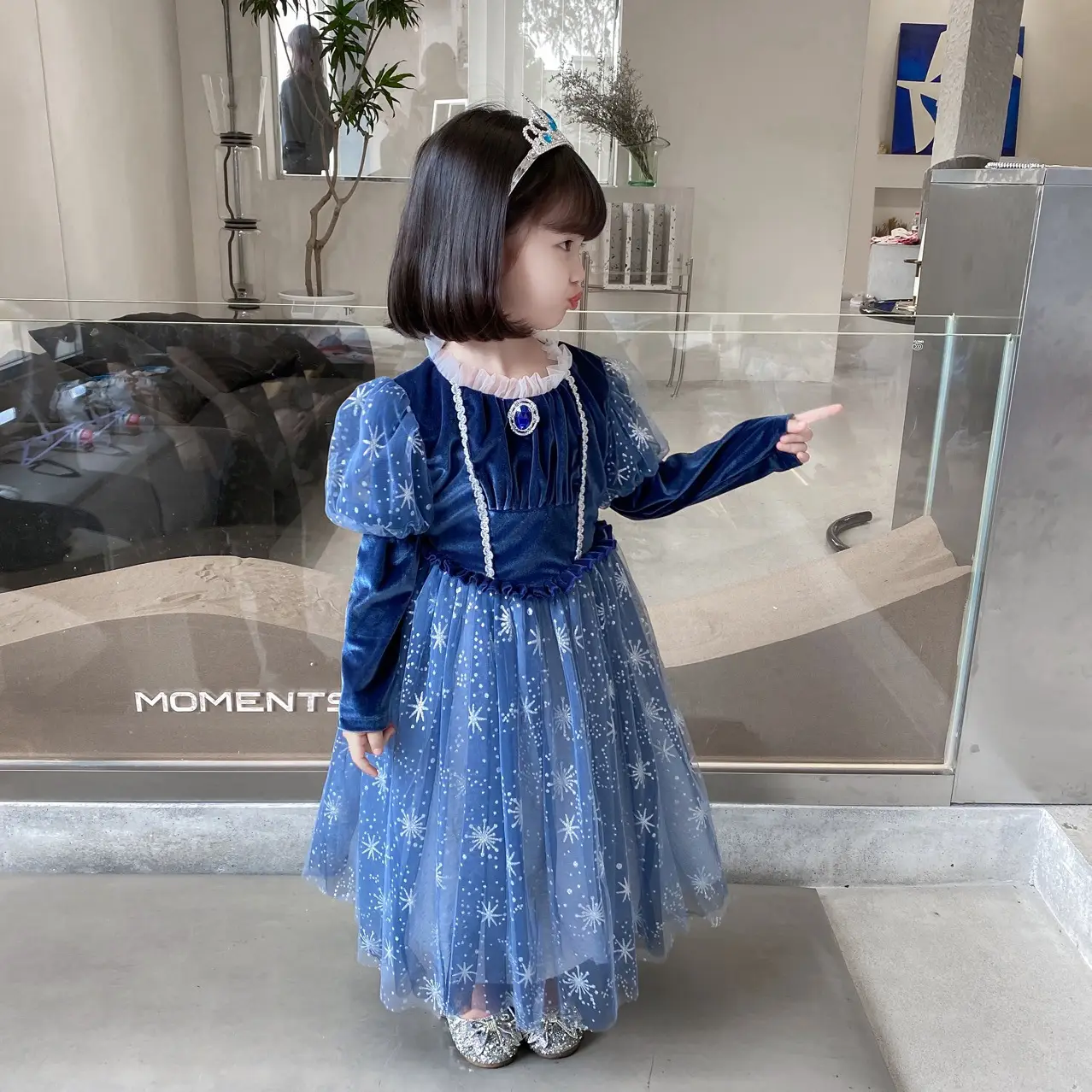 2025 Elsa Princess Dress Blue Star Cloak Suit for Girls — feature 5