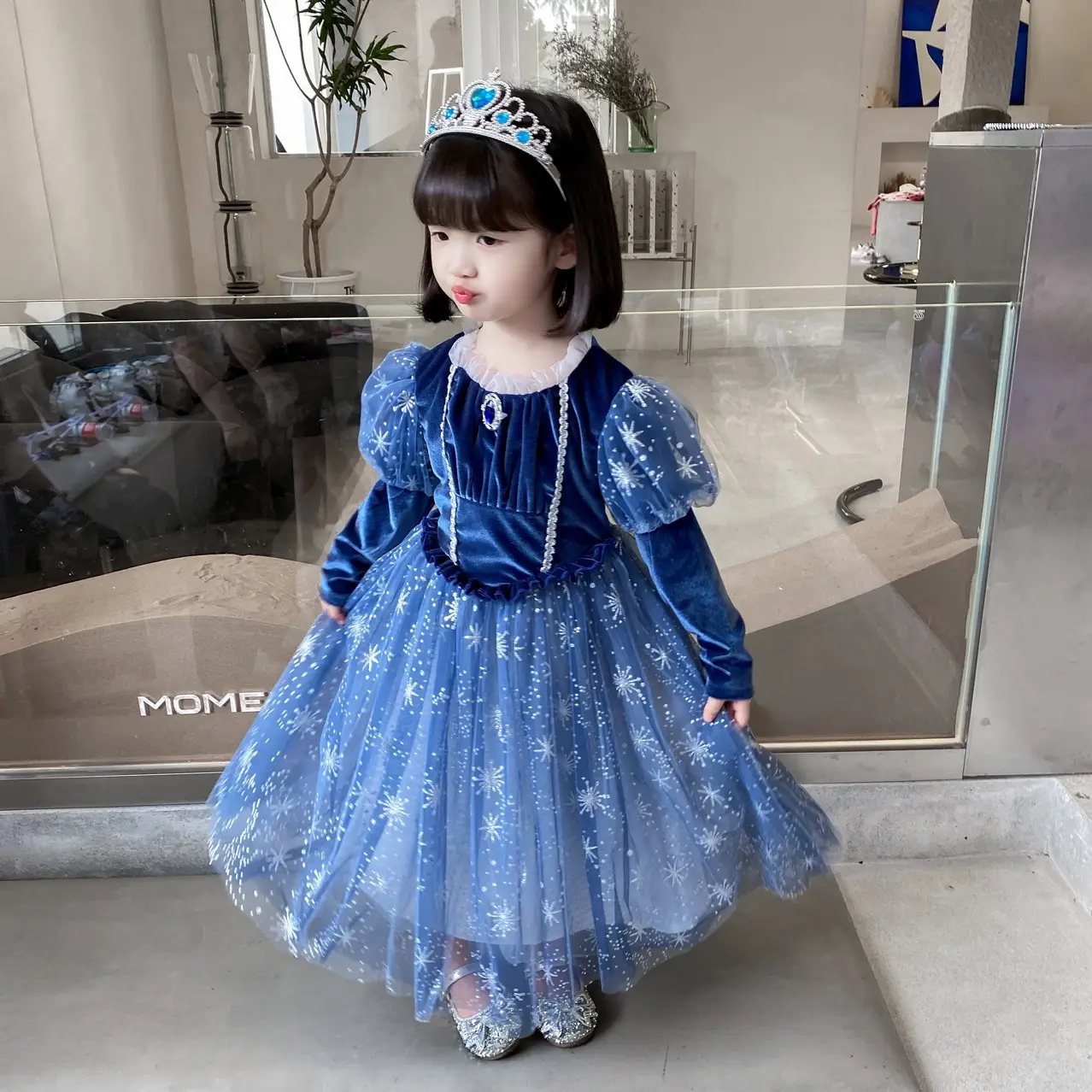 2025 Elsa Princess Dress Blue Star Cloak Suit for Girls — feature 6