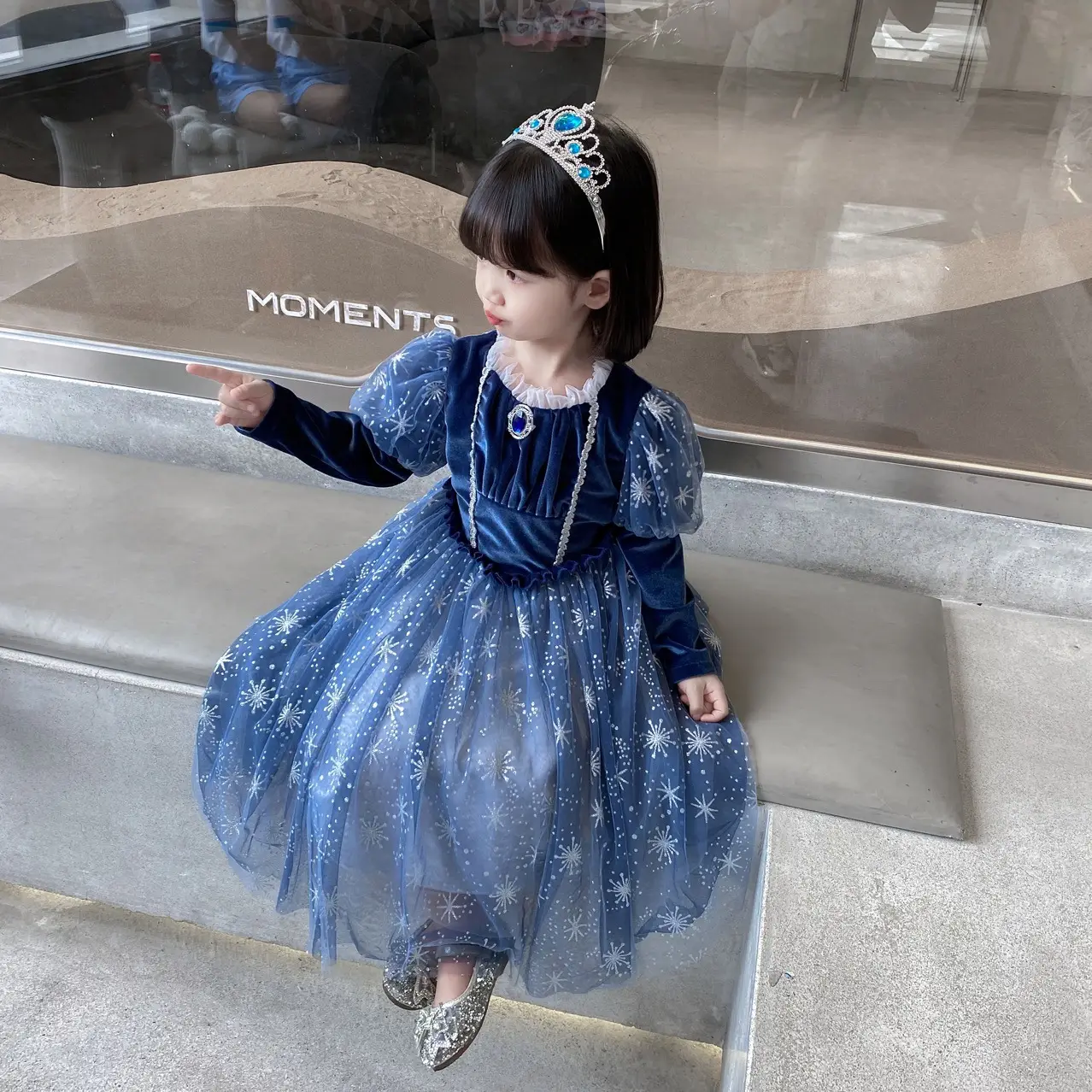 2025 Elsa Princess Dress Blue Star Cloak Suit for Girls — feature 7