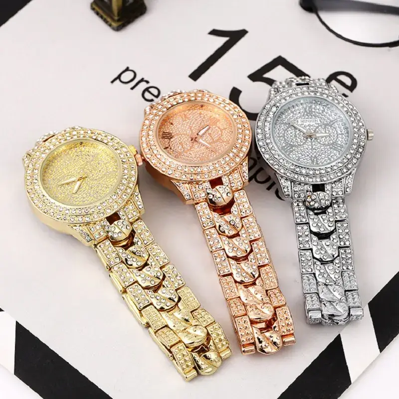 New Geneva Watch Set for Women Diamond Gold Rhinestone - Image 5