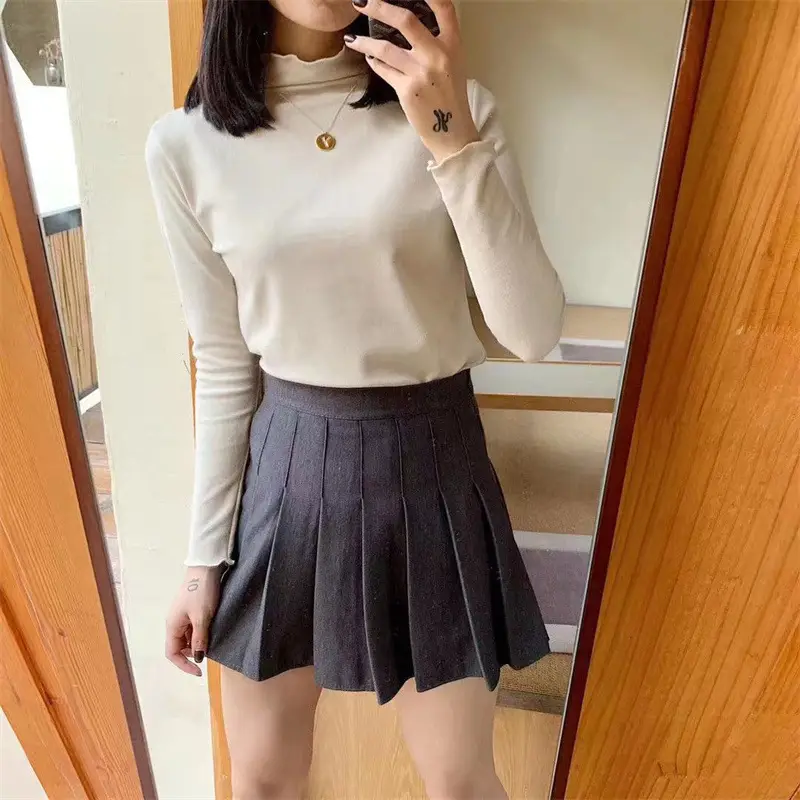 Women Velvet Faux Fur Bottoming Shirt Autumn Winter Korean Style - Image 18