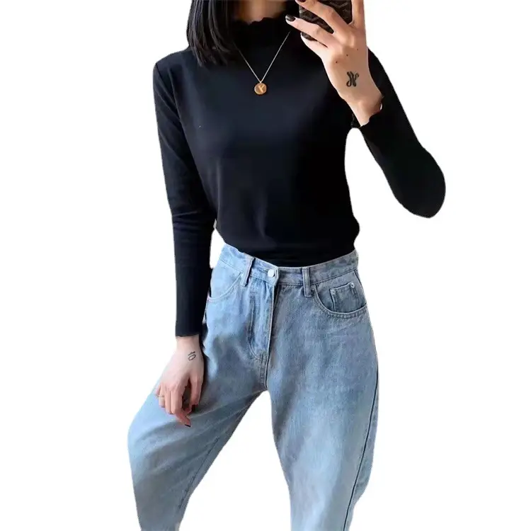 Women Velvet Faux Fur Bottoming Shirt Autumn Winter Korean Style - Image 21