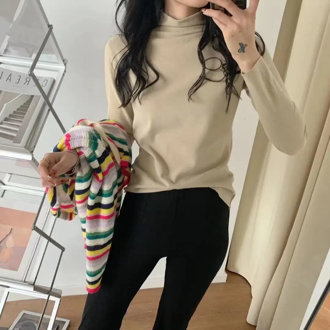 Women Velvet Faux Fur Bottoming Shirt Autumn Winter Korean Style - Image 13
