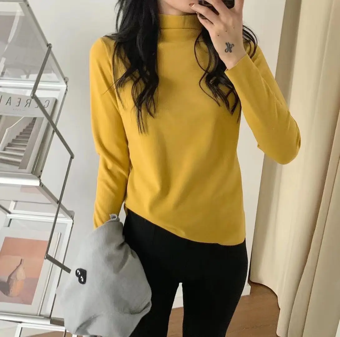 Women Velvet Faux Fur Bottoming Shirt Autumn Winter Korean Style - Image 5