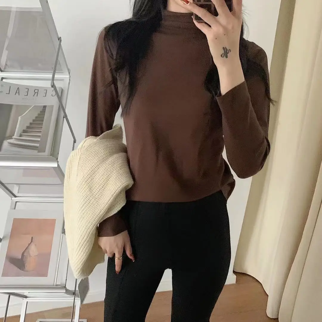 Women Velvet Faux Fur Bottoming Shirt Autumn Winter Korean Style - Image 7