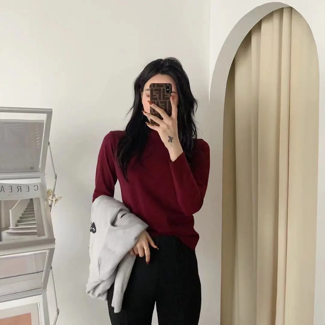 Women Velvet Faux Fur Bottoming Shirt Autumn Winter Korean Style - Image 8