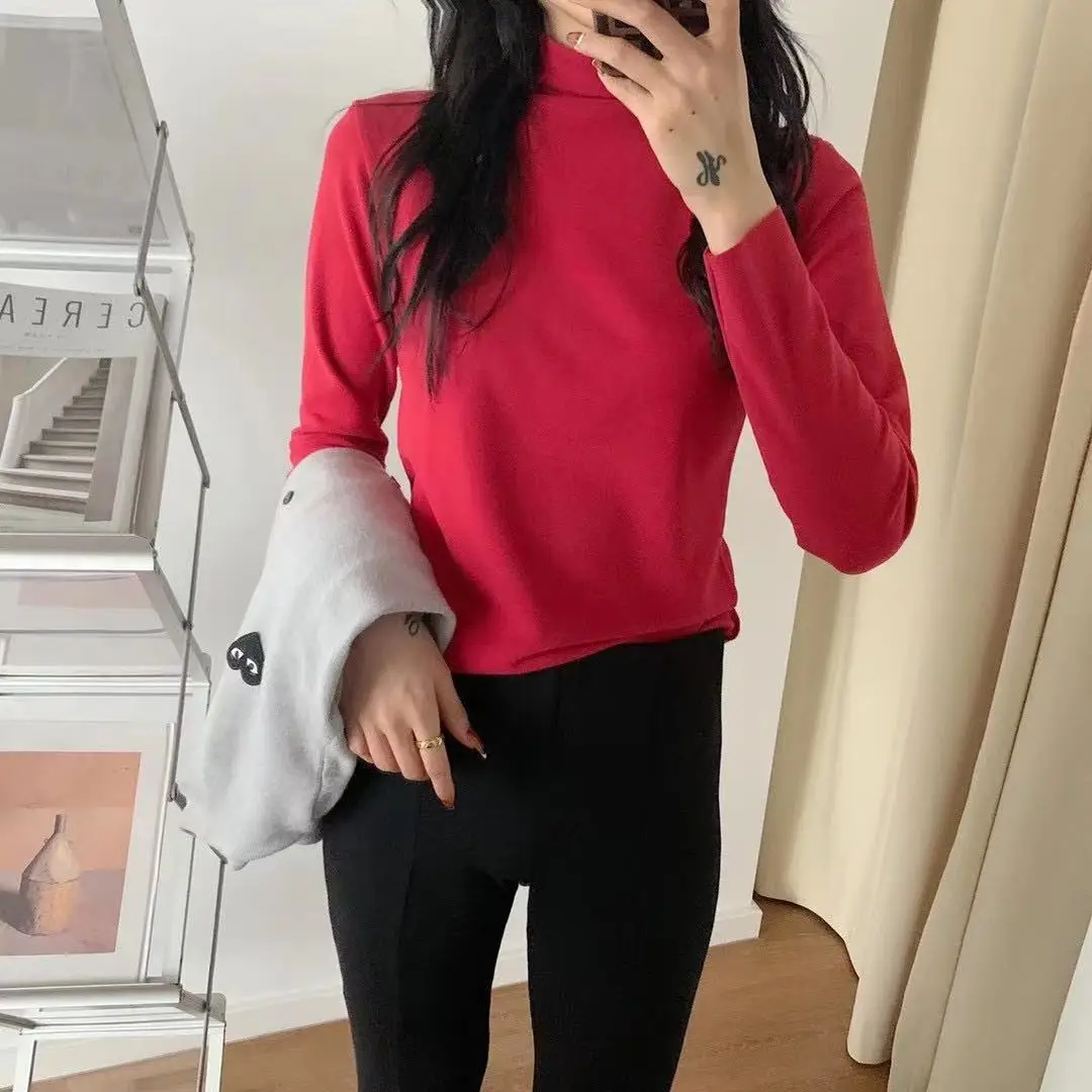 Women Velvet Faux Fur Bottoming Shirt Autumn Winter Korean Style - Image 9