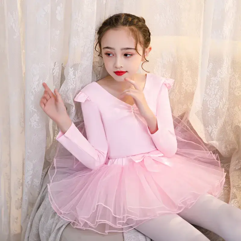 Girls Purple Long Sleeve Ballet Skirt Set