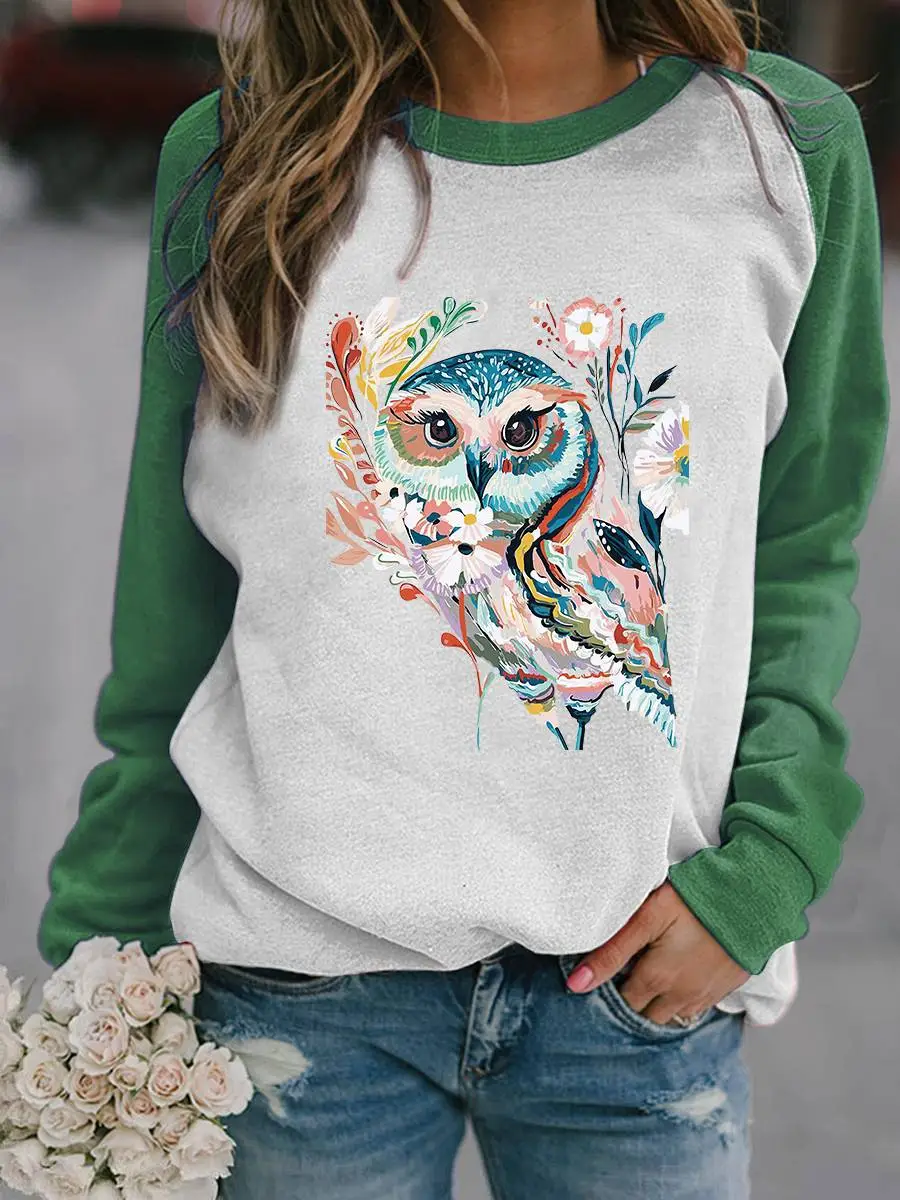 2022 3D Animal Print Raglan Pullover Sweater White Red