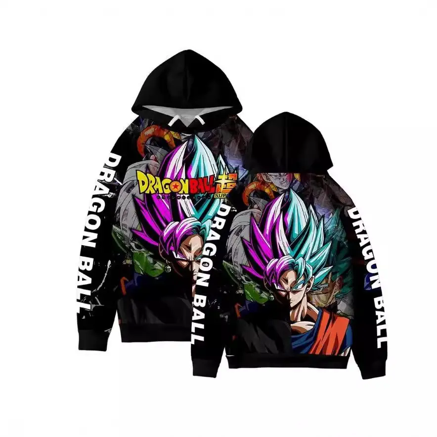 Men Dragon Ball Goku 3D Printed Hoodie Black - Image 9