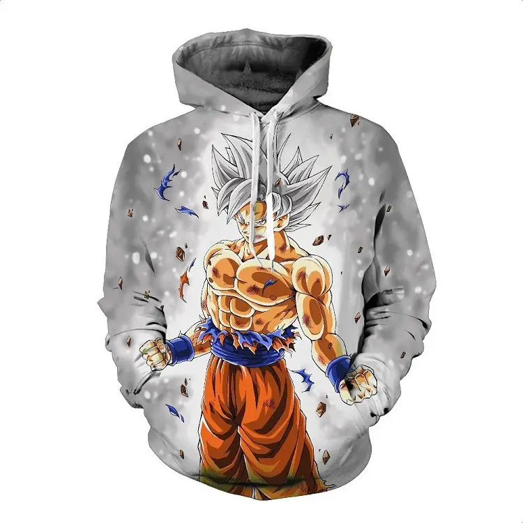 Men Dragon Ball Goku 3D Printed Hoodie Black - Image 11