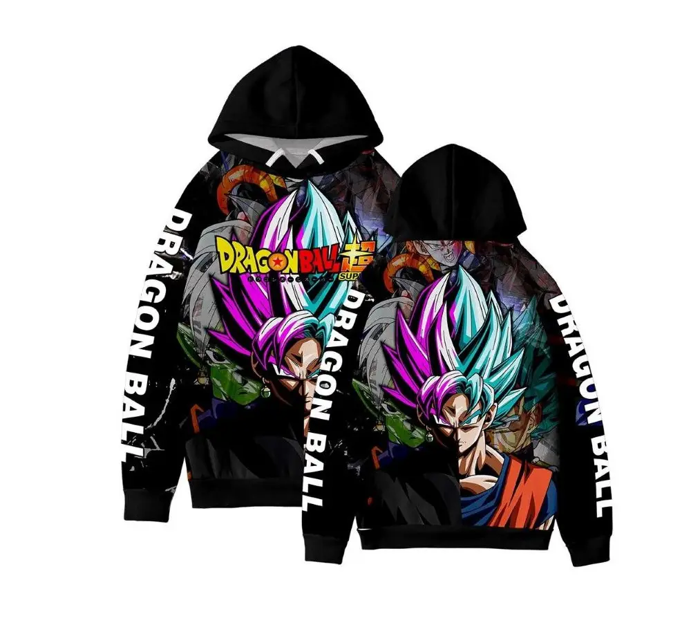 Men Dragon Ball Goku 3D Printed Hoodie Black - Image 4